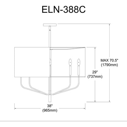 8LT Incandescent Chandelier, MB, WH Shade