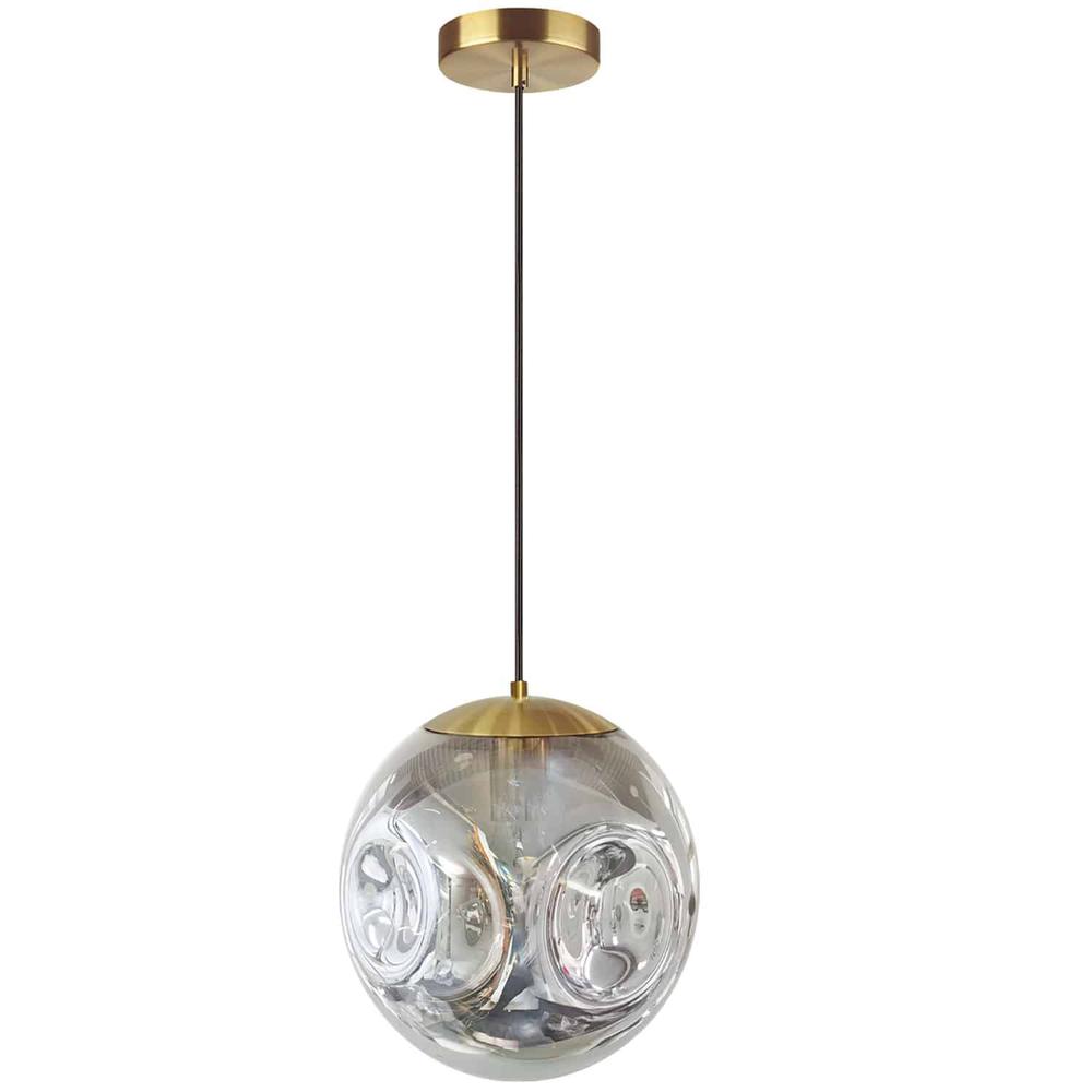 1Lt Incandescent Pendant, AGB, Smoke Glass