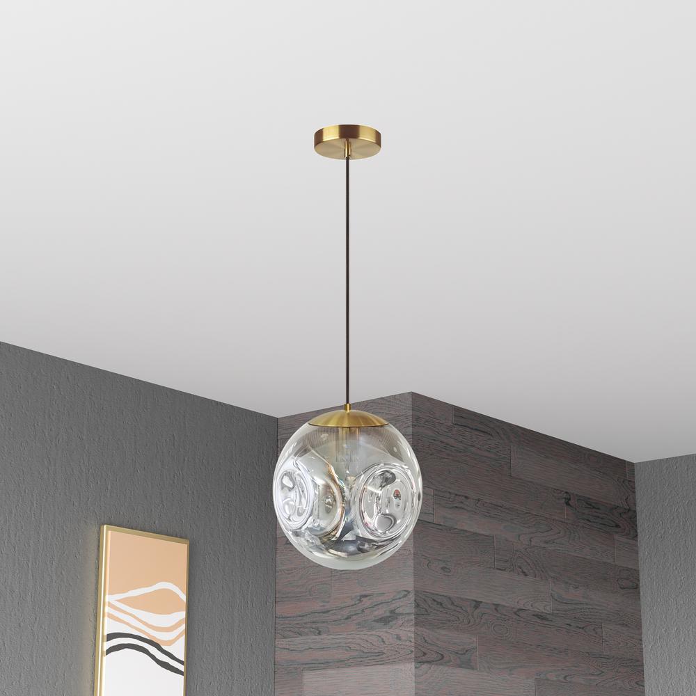 1Lt Incandescent Pendant, AGB, Smoke Glass
