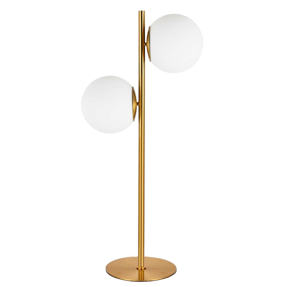 2LT Incandescent Table Lamp, AGB, WH Glass