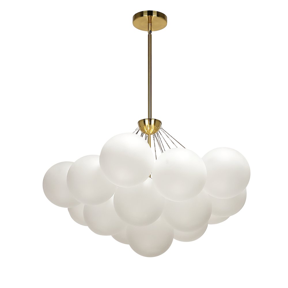 4 Light Aged Brass Chandelier w/ Frosted Glass