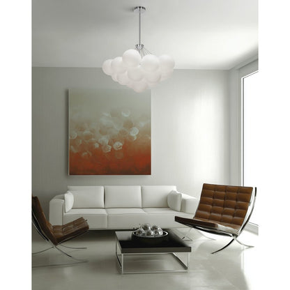 4 Light Polished Chrome Halogen Chandelier w/ Frosted Glass