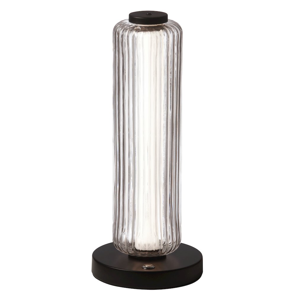 10W Matte Black Table Lamp w/ Clear Fluted Glass