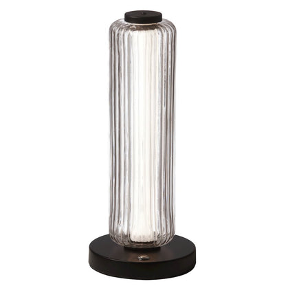 10W Matte Black Table Lamp w/ Clear Fluted Glass