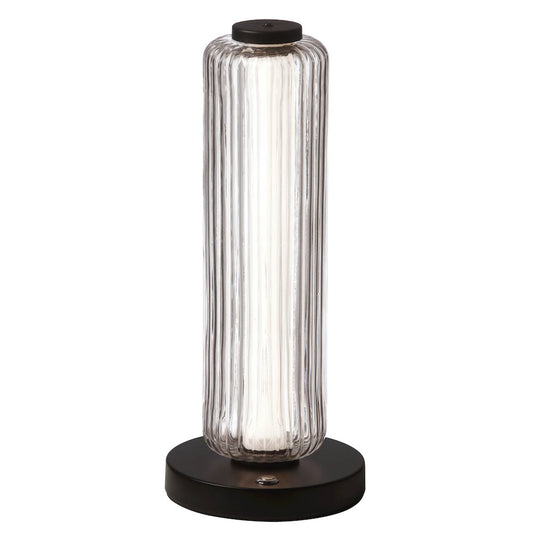 10W Matte Black Table Lamp w/ Clear Fluted Glass