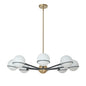 8LT Halogen Chandelier, MB/AGB with WH Opal Glass