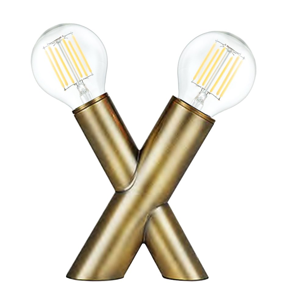 2 Light Table Lamp in Aged Brass