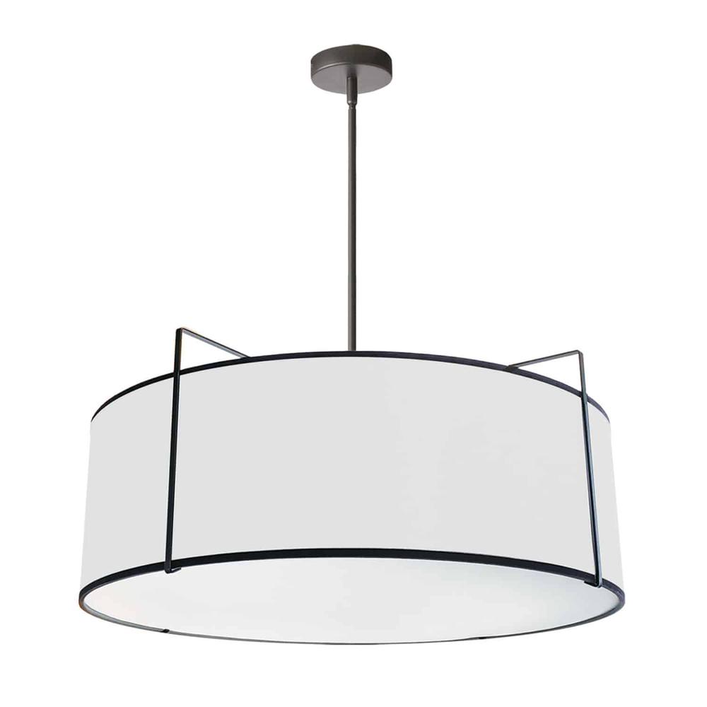 4LT Drum Pendant Black/White Shade,790 Diff