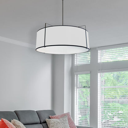 4LT Drum Pendant Black/White Shade,790 Diff
