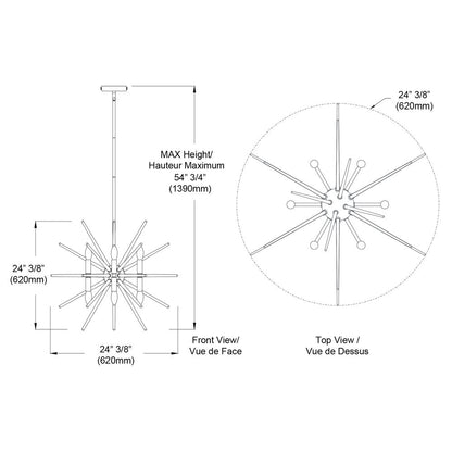 12LT Incandescent Chand, Polished Chrome Finish