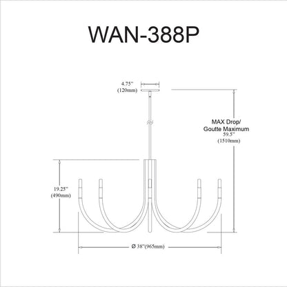 8LT Incandescent Chandelier, MB