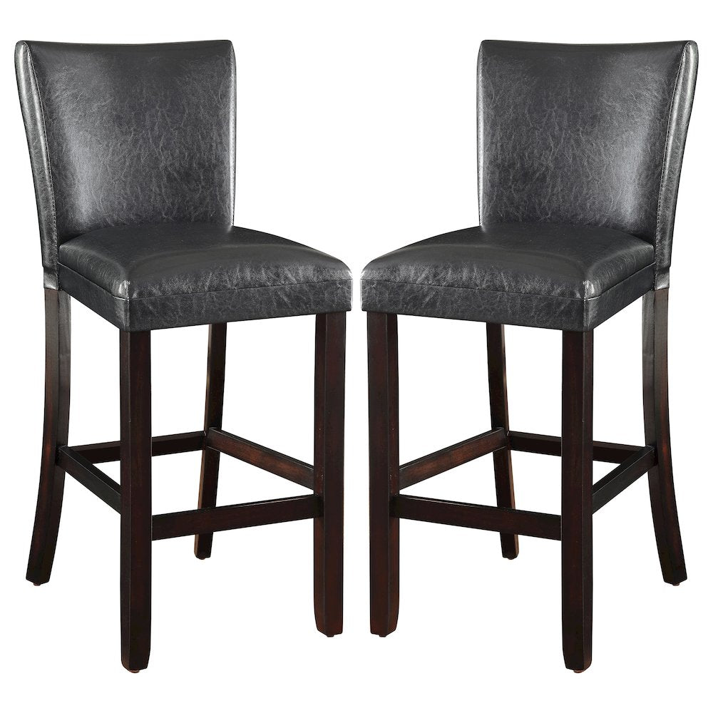 Alberton Leatherette Upholstered Bar Chair Black (Set of 2)