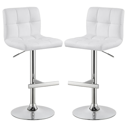 Lenny Upholstered Adjustable Bar Stool White (Set of 2)