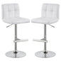 Lenny Upholstered Adjustable Bar Stool White (Set of 2)