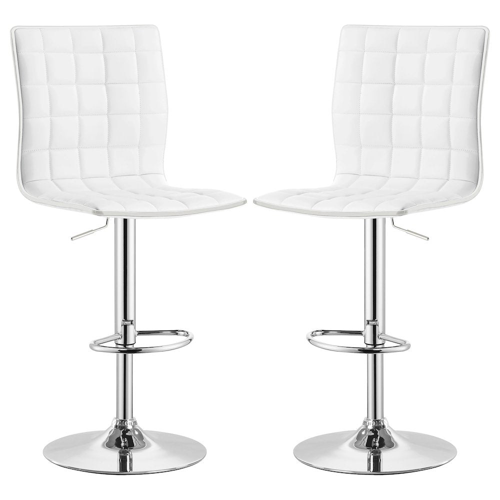 Ashbury Upholstered Adjustable Bar Stool White (Set of 2)