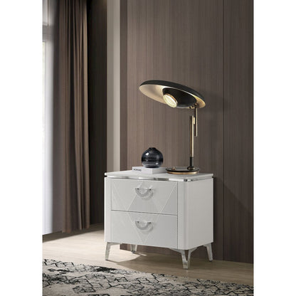 Cassia 2-drawer Nightstand Bedside Table White High Gloss