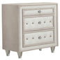 Antonella Upholstered 3-drawer Nightstand Ivory and Camel