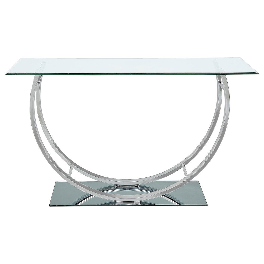Danville U-shaped Glass Top Entryway Console Table Chrome