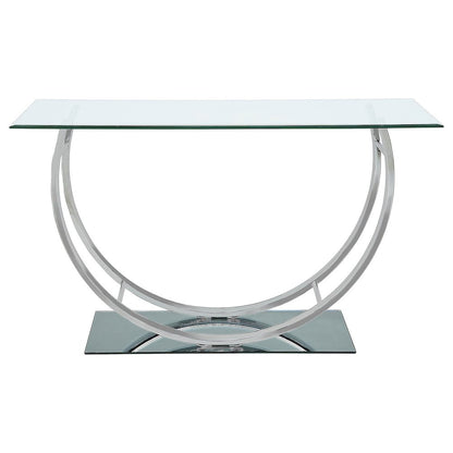 Danville U-shaped Glass Top Entryway Console Table Chrome