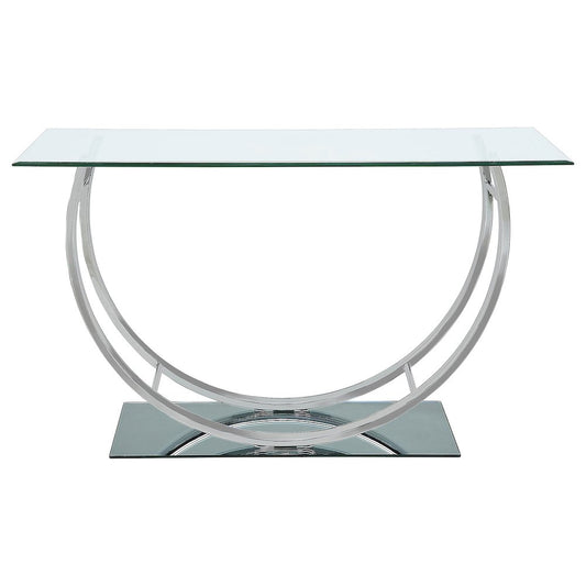 Danville U-shaped Glass Top Entryway Console Table Chrome