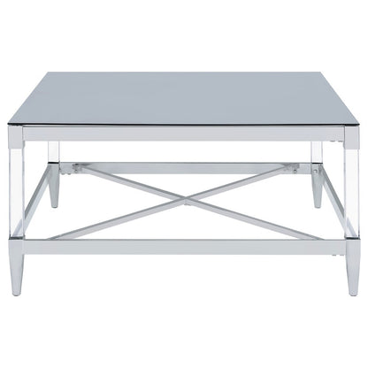Lindley Square Tempered Mirror Acrylic Coffee Table Chrome