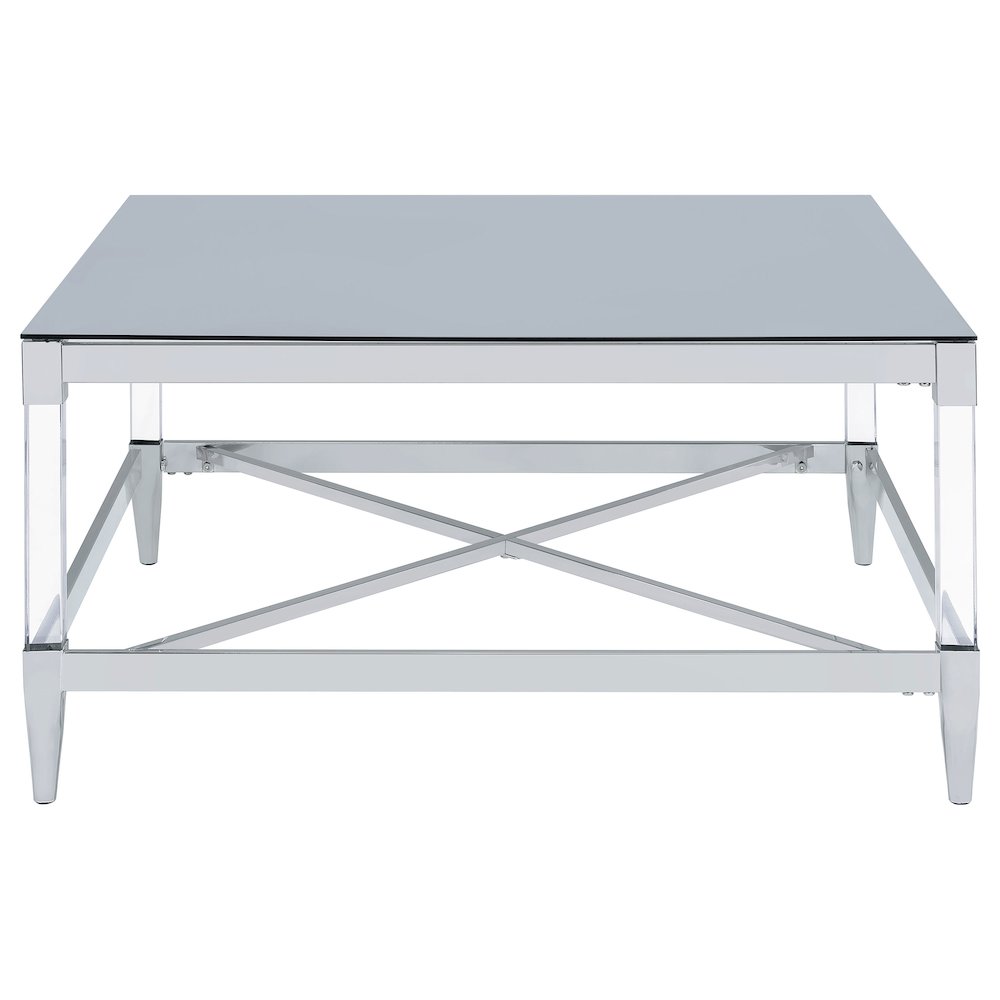 Lindley Square Tempered Mirror Acrylic Coffee Table Chrome
