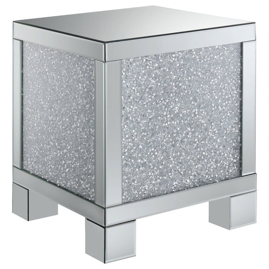 Gillian Rectangular Mirrored Acrylic Side End Table Silver