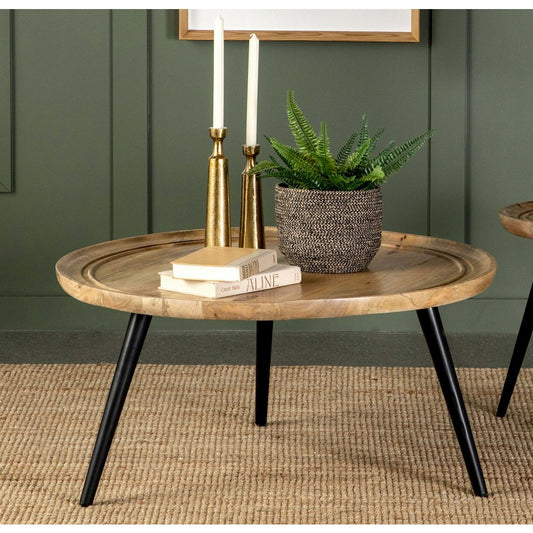Zoe Round Mango Wood Coffee Table Natural and Black