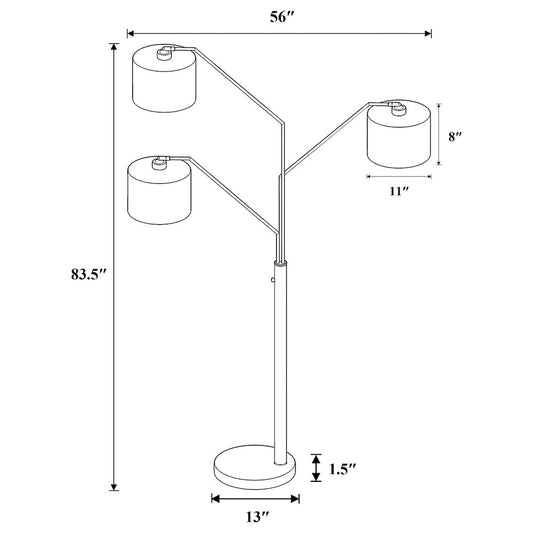 Jirou 84-inch Drum Shade Tree Floor Lamp Satin Nickel