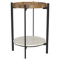 Adhvik Round Side Table with Marble Shelf Natural and Black