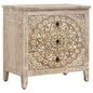 Mariska 3-drawer Wood Mandala Cabinet Distressed White