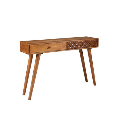 Lotus 2-drawer Wood Entryway Console Table Natural Brown