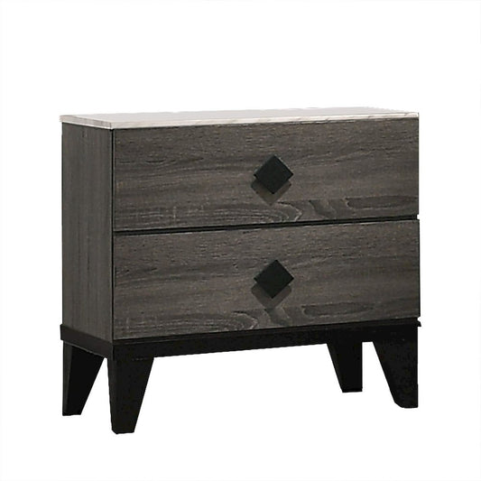 Madelyn night stand in Rustic Gray Walnut and Faux Marble Top