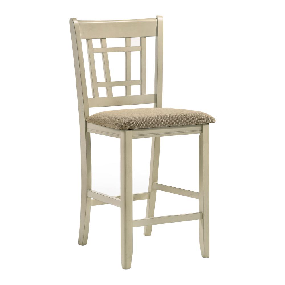 Bar stool, 24" Lattice Back in Rustic White & French Oak