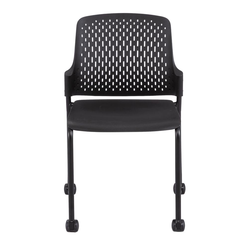 Stack Chair with Casters, Black set of 4