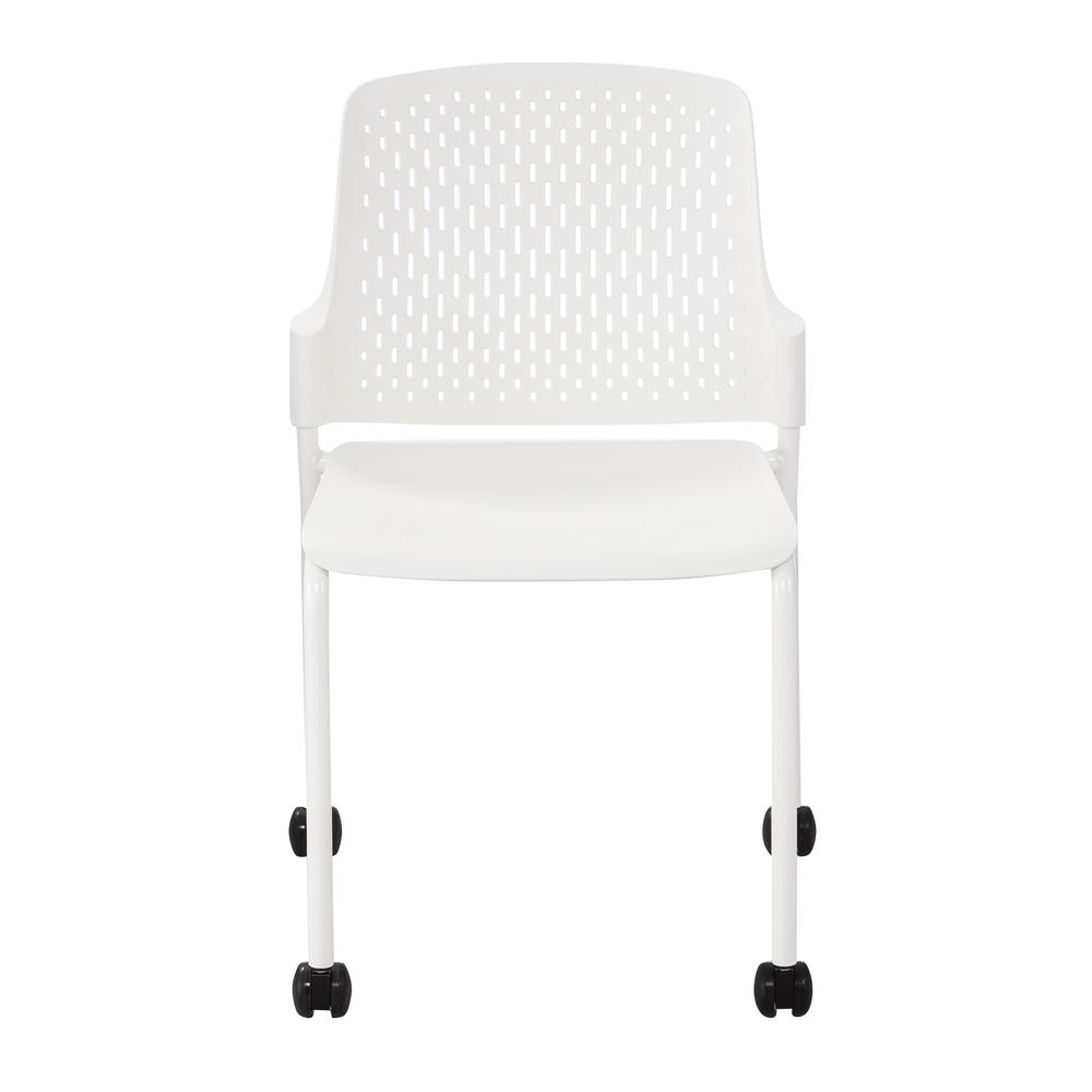 Stack Chair with Casters, White set of 4