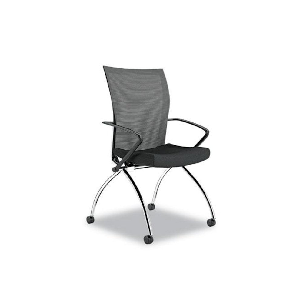 Valoré Training Series High-Back Nesting Chair, Black Seat/Black Back, Silver Base, 2/Carton