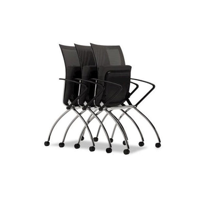 Valoré Training Series High-Back Nesting Chair, Black Seat/Black Back, Silver Base, 2/Carton