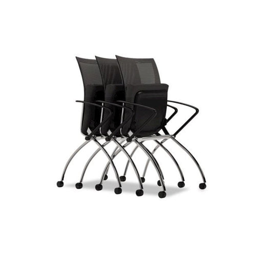 Valoré Training Series High-Back Nesting Chair, Black Seat/Black Back, Silver Base, 2/Carton