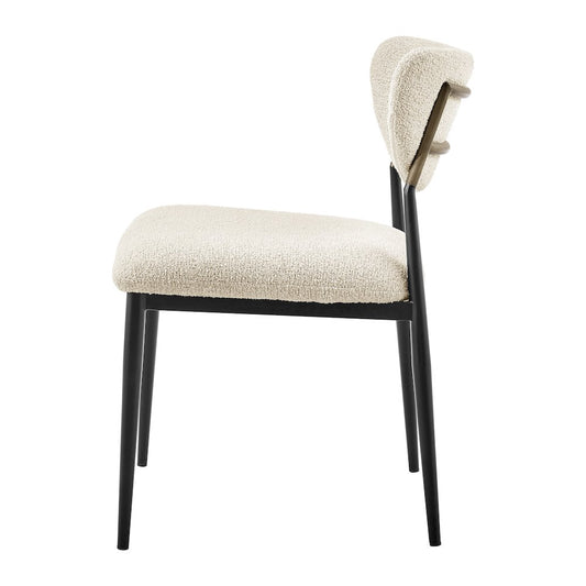 Zoey Boucle Dining Side Chair Black Legs, (Set of 2)