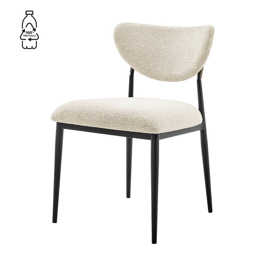 Zoey Boucle Dining Side Chair Black Legs, (Set of 2)