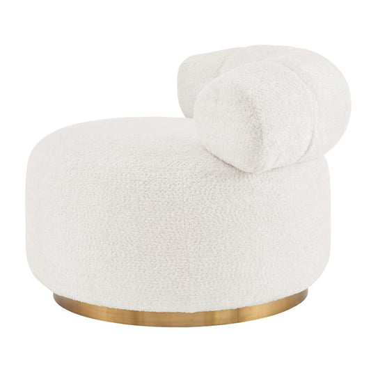Marcy Faux Shearling w/ Gold Base Swivel Accent Chair