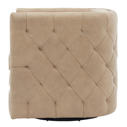 Leslie Top Grain Leather Swivel Tufted Accent Arm Chair