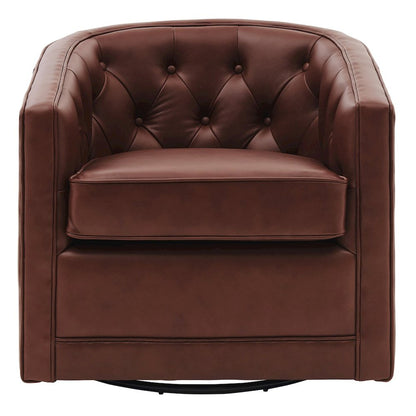 Walsh Top Grain Leather Swivel Accent Arm Chair