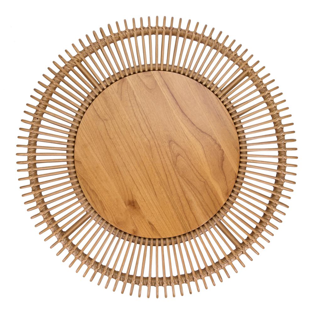 Alani Rattan Round Coffee Table w/ Wood Top