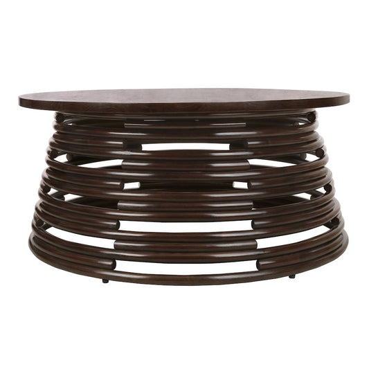 Zeke Rattan Coffee Table with Wood Top