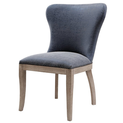 Dorsey Faux Leather Dining Side Chair Drift Wood Legs, (Set of 2)