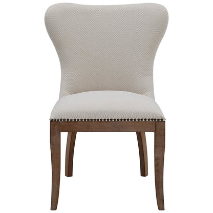 Dorsey Fabric Dining Side Chair Drift Wood Legs, (Set of 2)