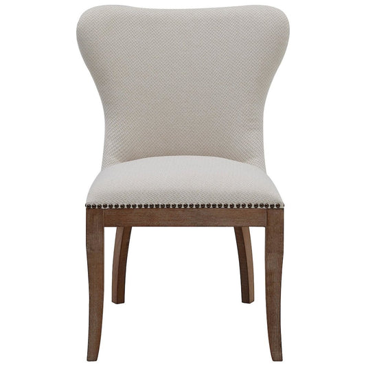 Dorsey Fabric Dining Side Chair Drift Wood Legs, (Set of 2)