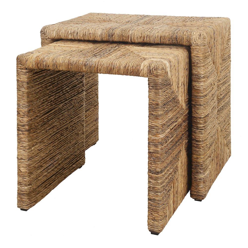 Kanza Abaca Rectangular Nesting Accent Table - Natural - Set of 2